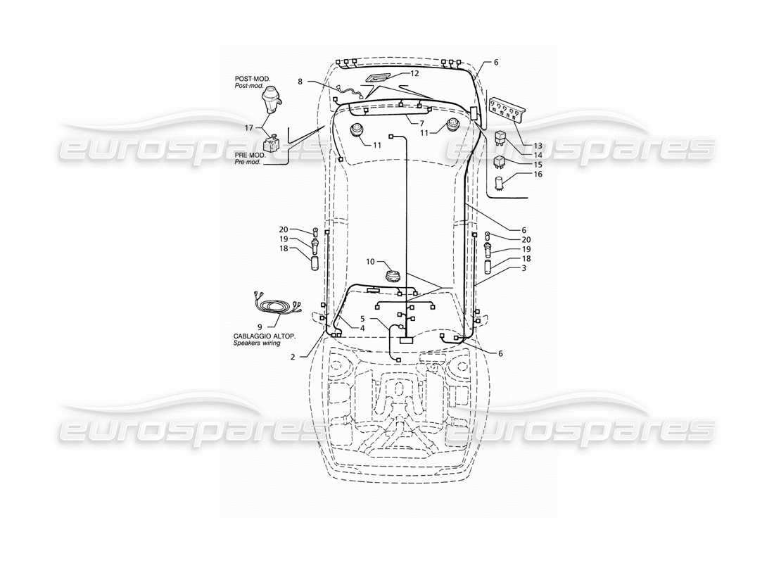 maserati ghibli 2.8 (abs) electrical system: boot-doors-passanger compartment (lh drive) part diagram