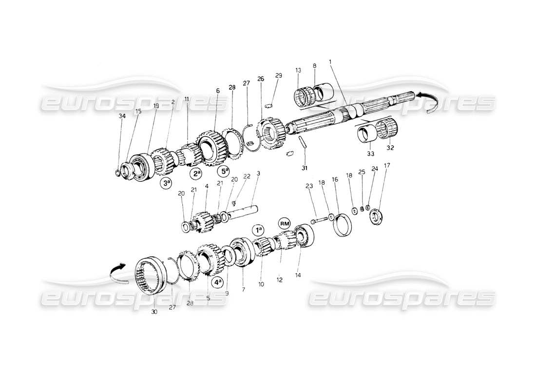 ferrari 512 bb main shaft gears part diagram