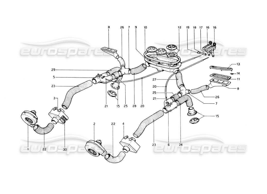 ferrari 512 bb heating system part diagram