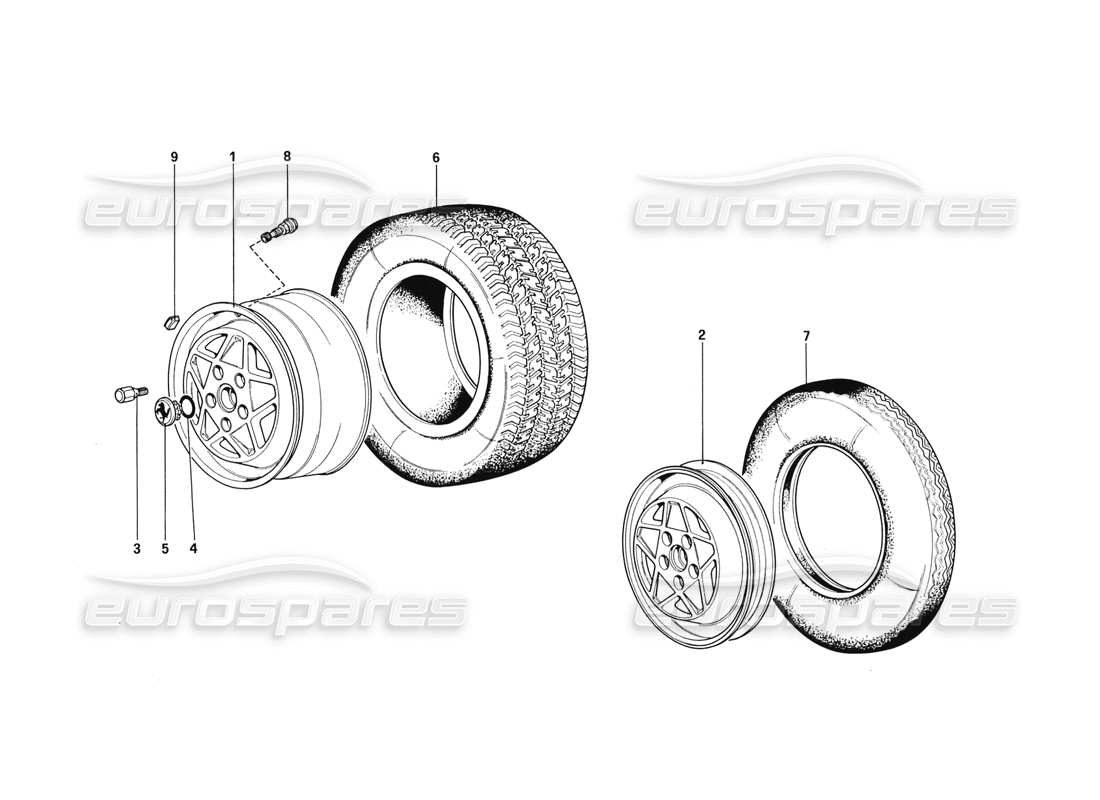 ferrari 328 (1988) wheels (starting from car no. 76626) part diagram