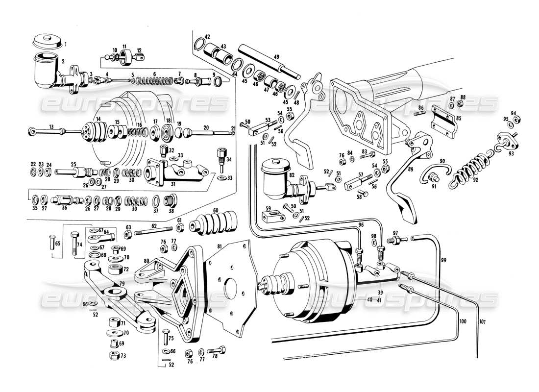 maserati ghibli 4.7 / 4.9 brake control with bonaldi servo unit part diagram