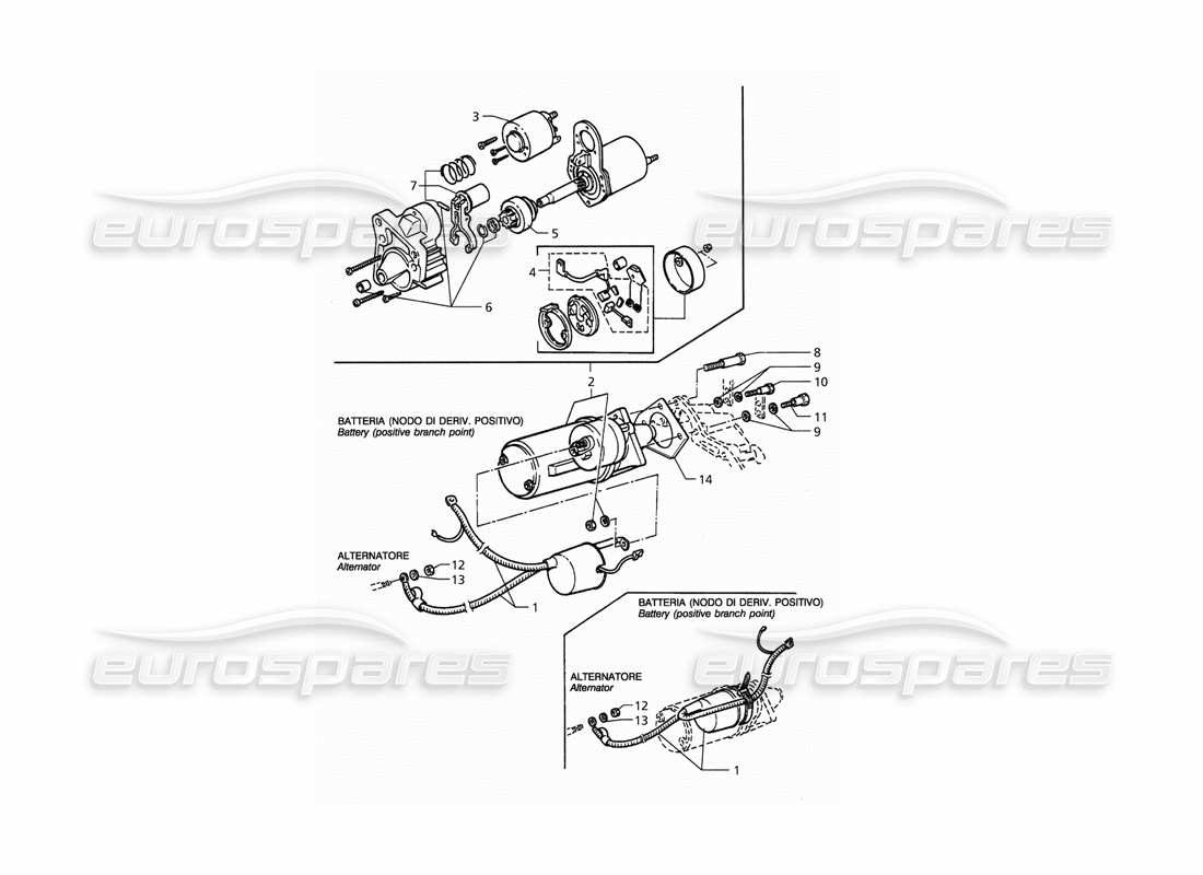 maserati qtp. 3.2 v8 (1999) starting motor part diagram