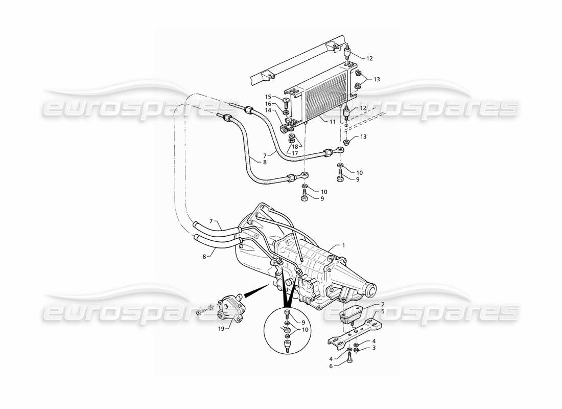 maserati qtp v8 (1998) automatic transmission - oil radiator part diagram