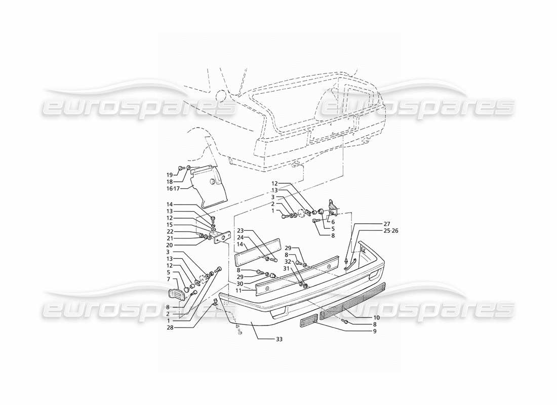 maserati ghibli 2.8 (abs) rear bumper part diagram