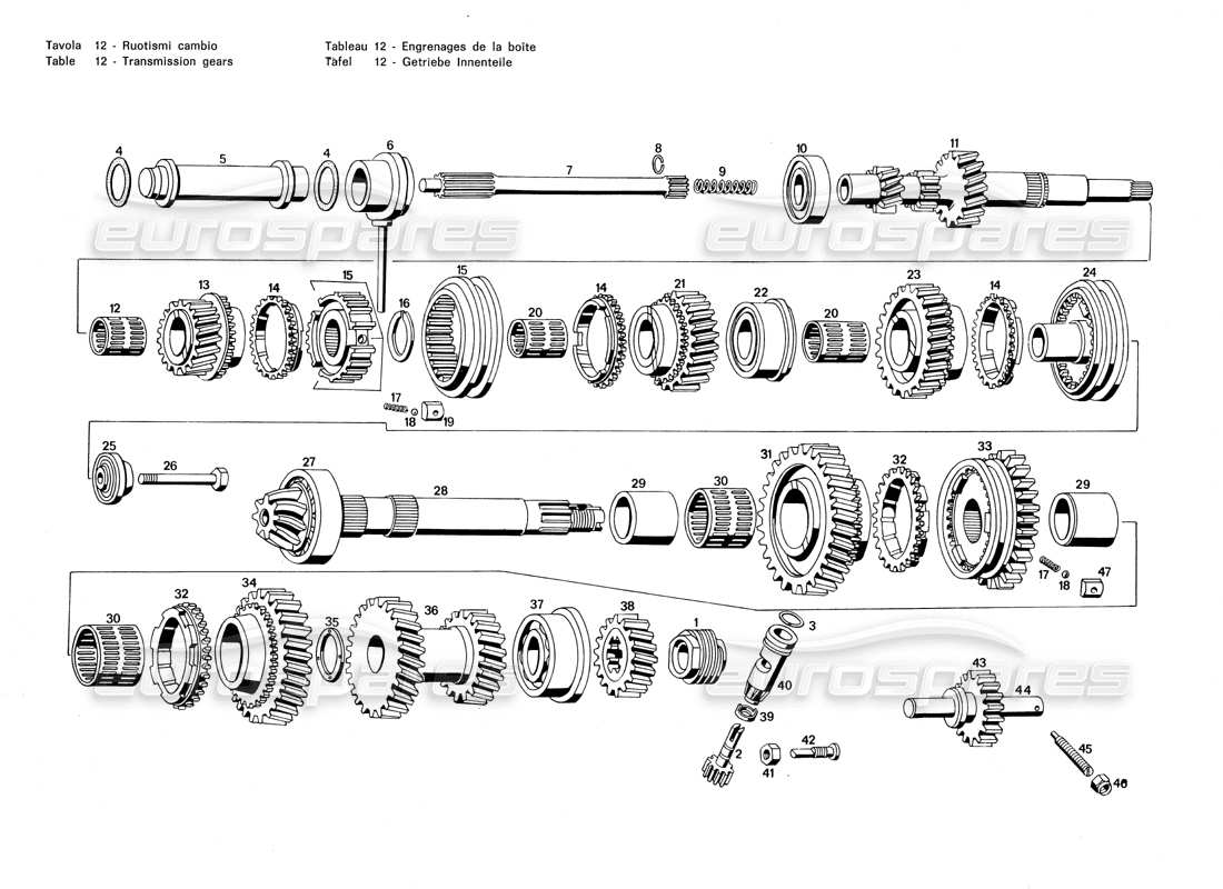 maserati merak 3.0 transmission gears part diagram