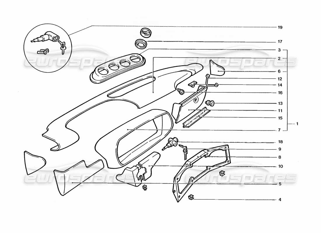 ferrari 400 gt / 400i (coachwork) dash binnacle part diagram