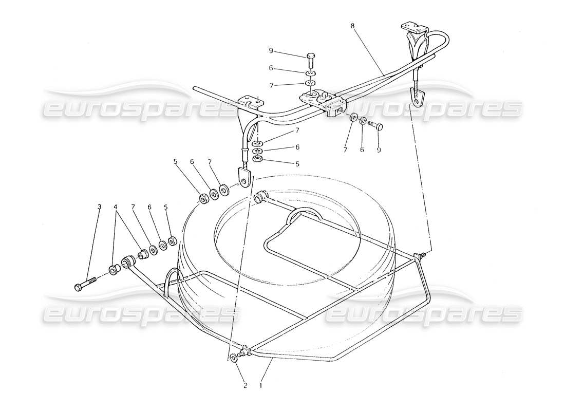 maserati karif 2.8 spare wheel lifting device part diagram