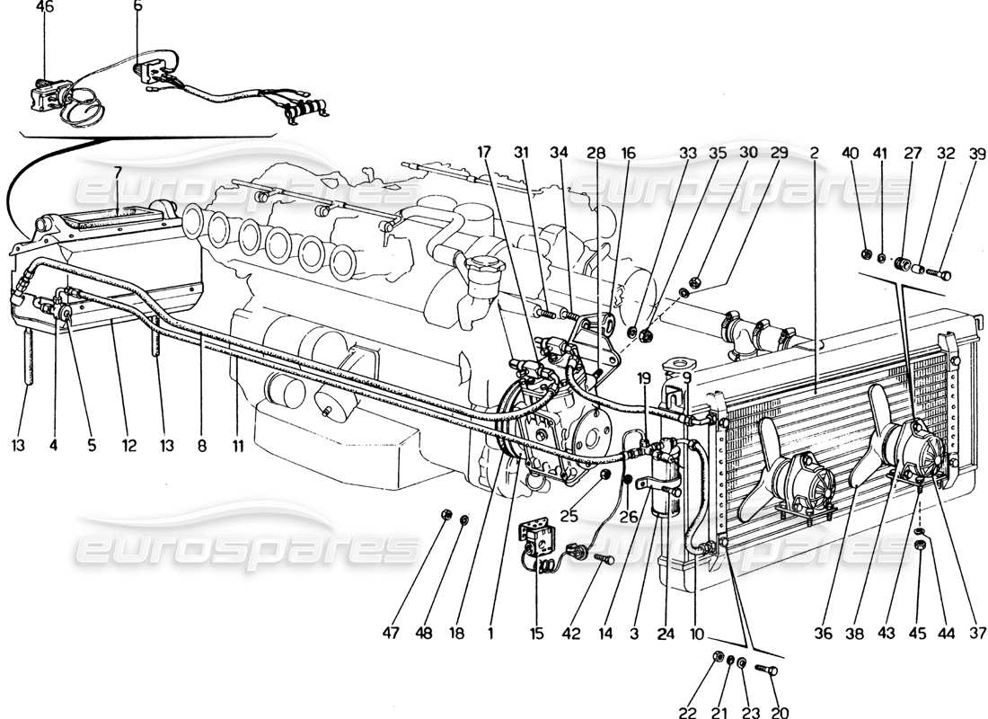 ferrari 365 gt4 2+2 (1973) air conditioning system part diagram