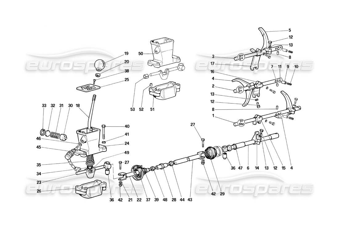 ferrari testarossa (1990) gearbox controls part diagram