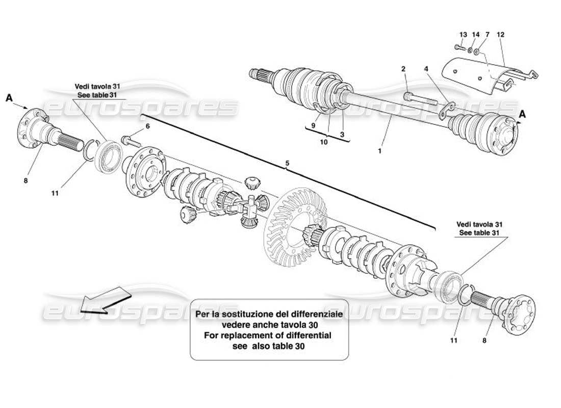 ferrari 575 superamerica differential & axle shafts part diagram