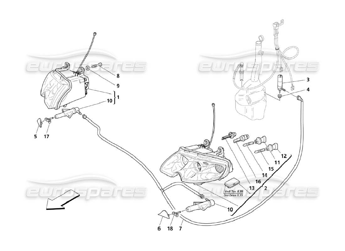 maserati qtp. (2006) 4.2 front headlights part diagram