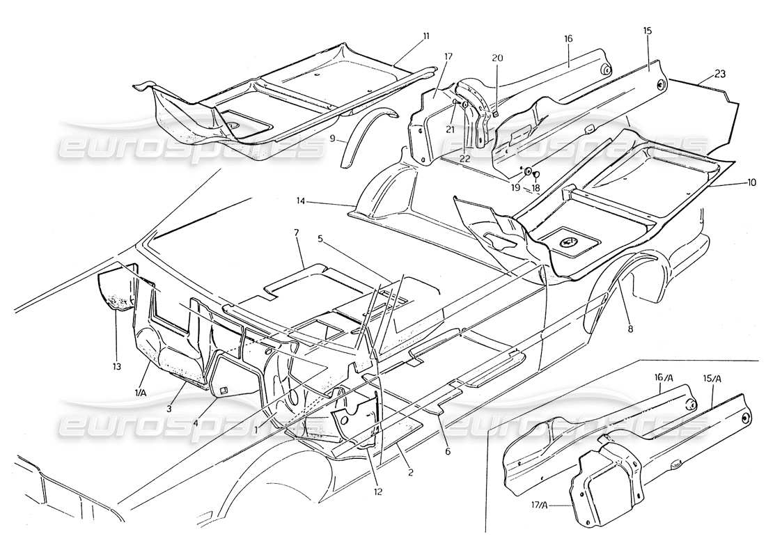 maserati karif 2.8 carpets and felts part diagram