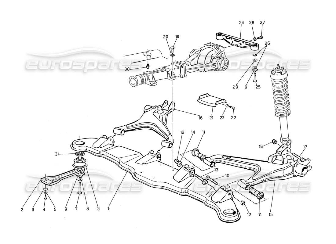 maserati biturbo 2.5 (1984) rear suspension part diagram