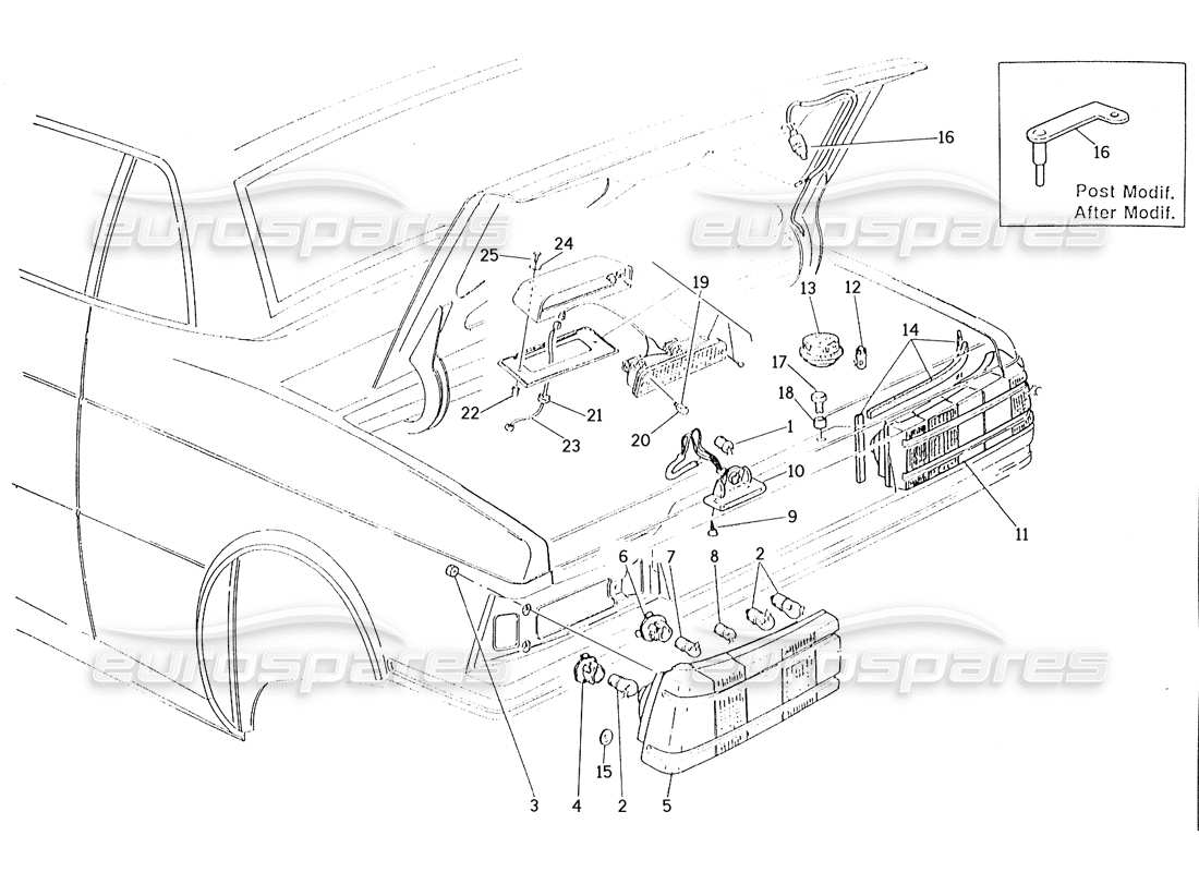 maserati karif 2.8 rear tail lights part diagram