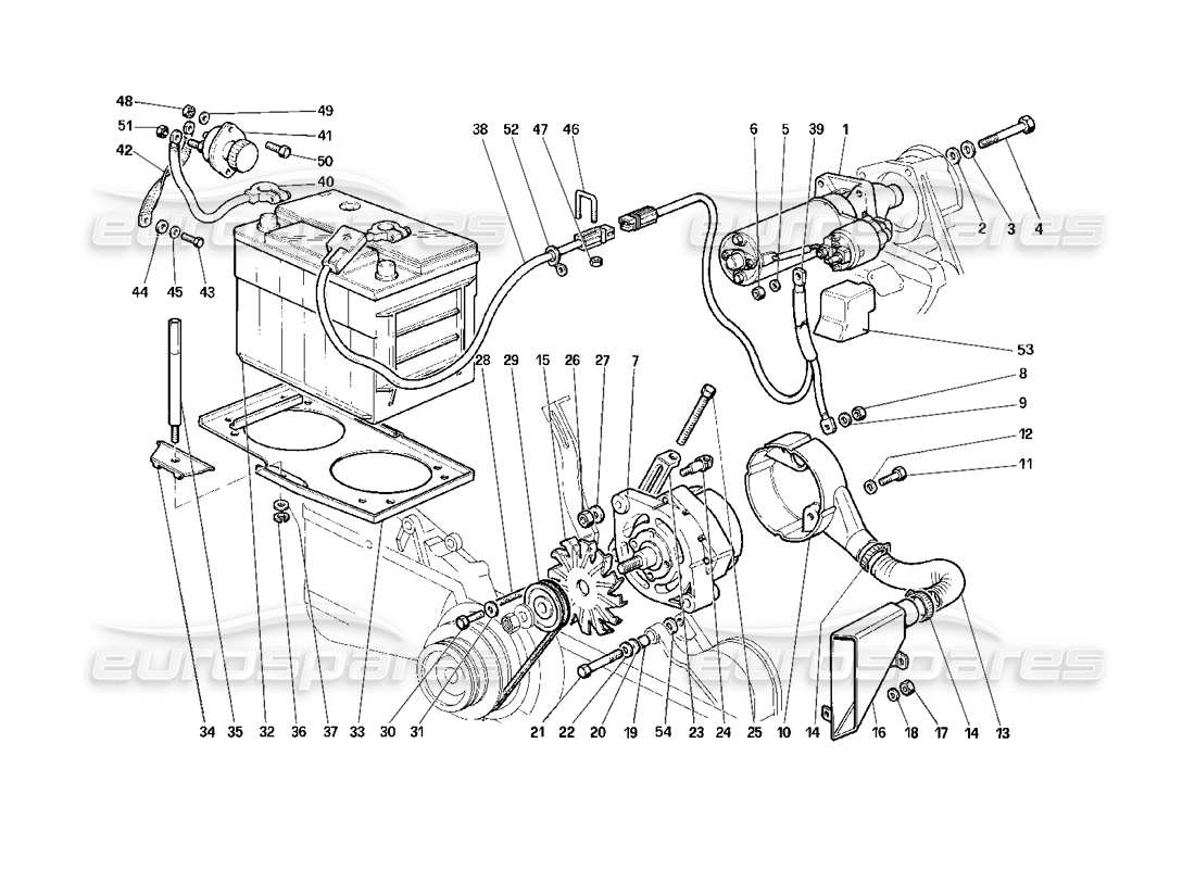 ferrari testarossa (1987) current generation part diagram