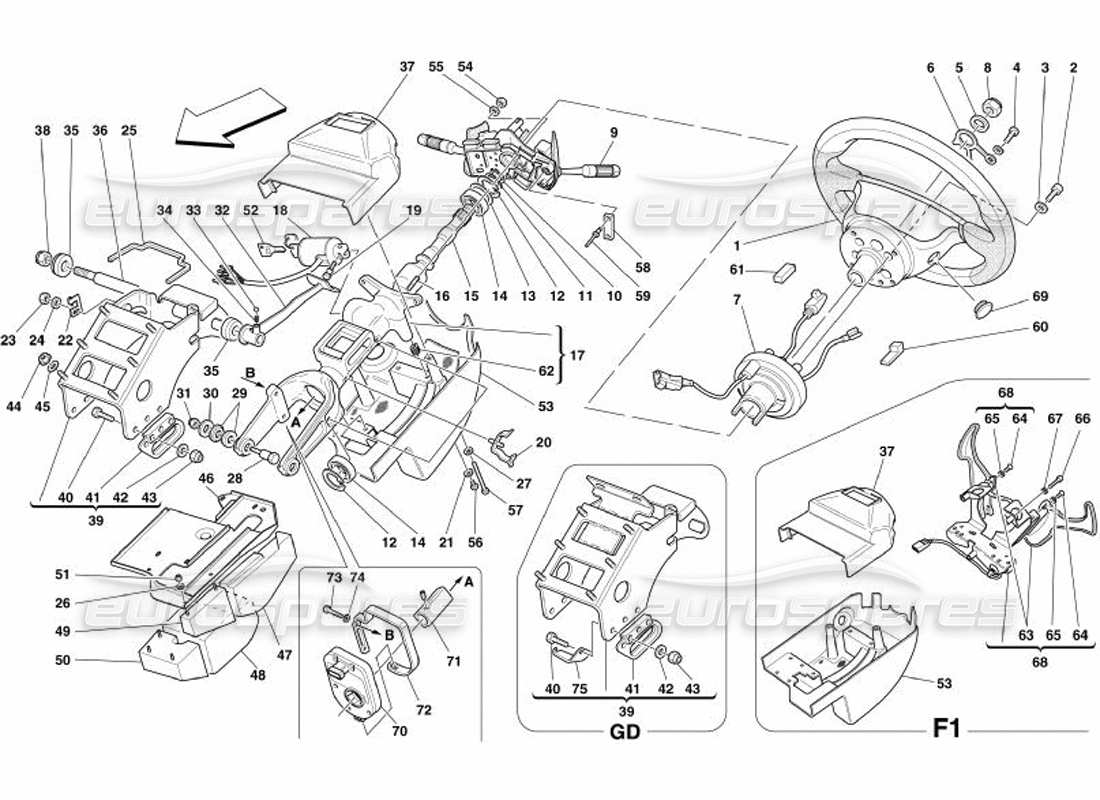 ferrari 575 superamerica steering column part diagram