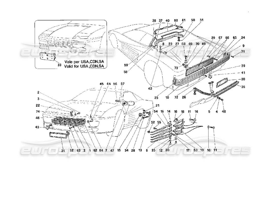 ferrari 512 tr external finishing part diagram