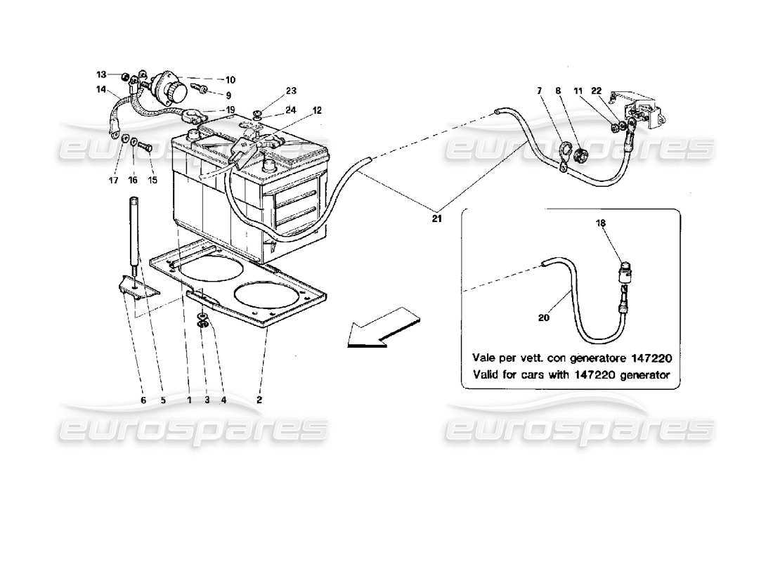 ferrari 512 tr battery part diagram