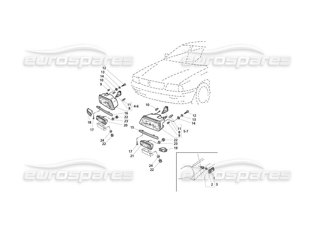 maserati qtp v8 evoluzione front lights part diagram