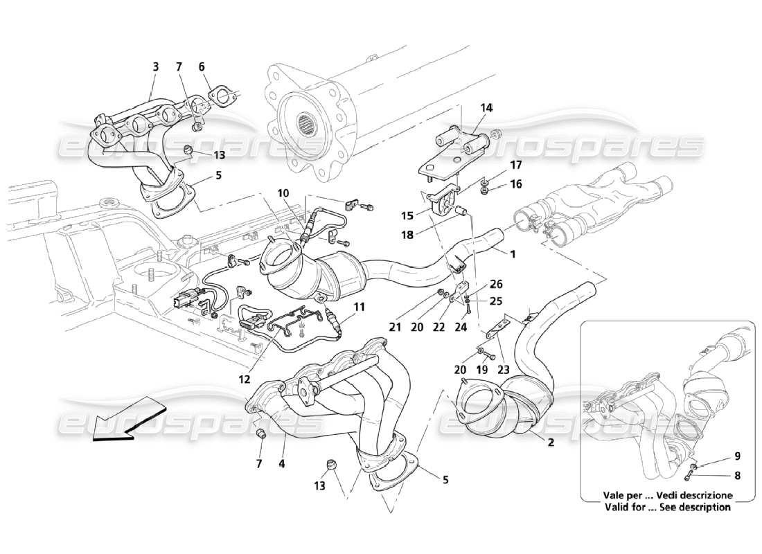 maserati qtp. (2006) 4.2 precatalyst and catalyst part diagram