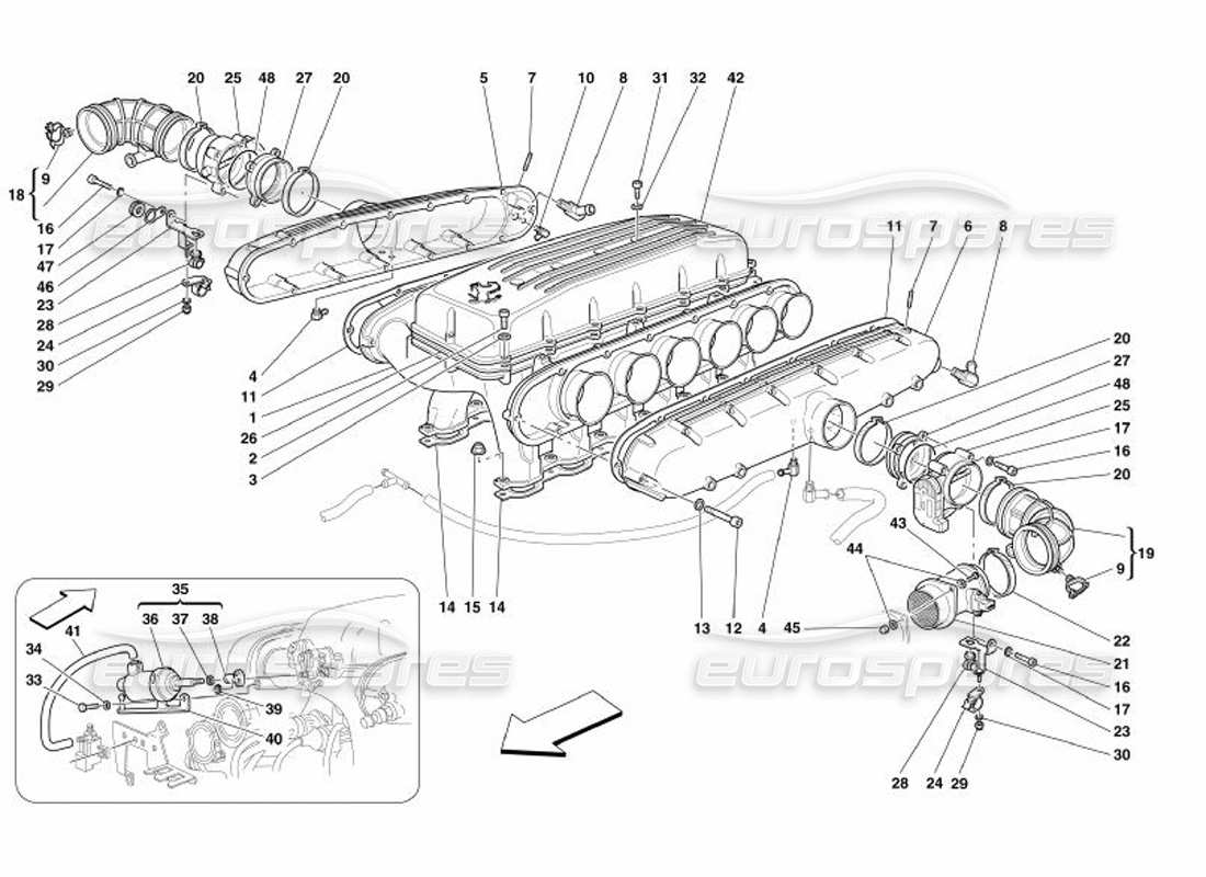 ferrari 575 superamerica air intake manifolds part diagram