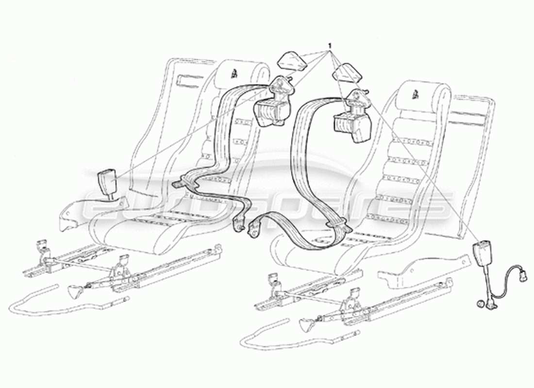 lamborghini diablo vt (1994) seats and safety belts (valid for canada version - april 1994) part diagram