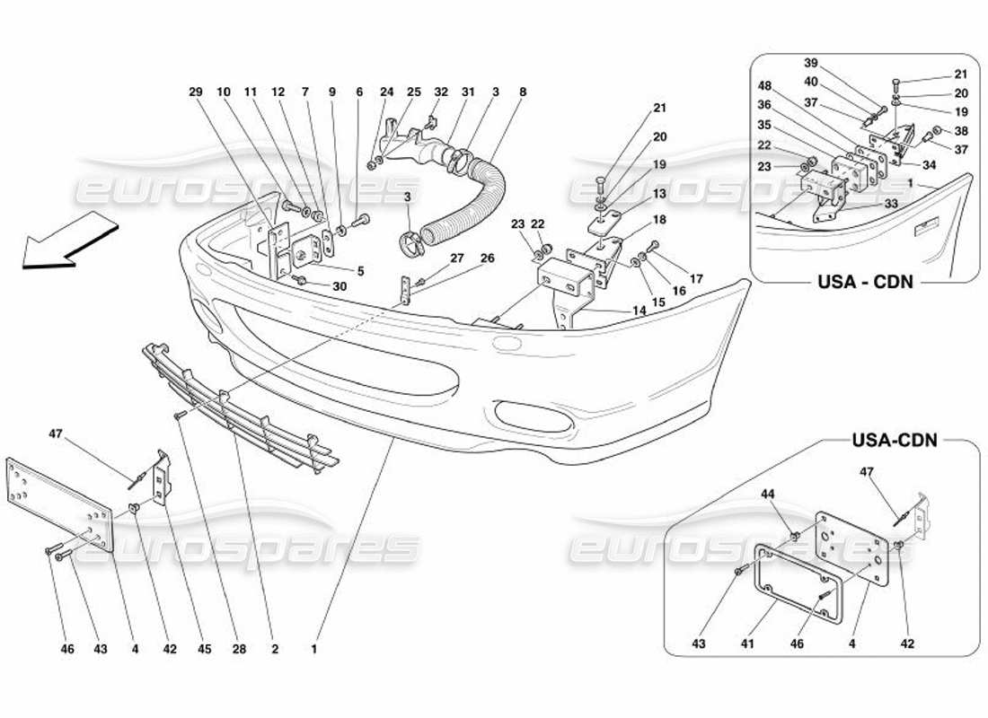 ferrari 575 superamerica front bumper part diagram