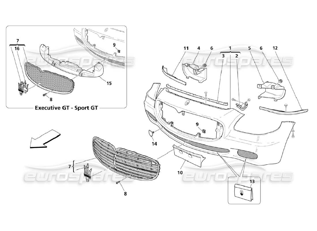 maserati qtp. (2006) 4.2 front bumper part diagram