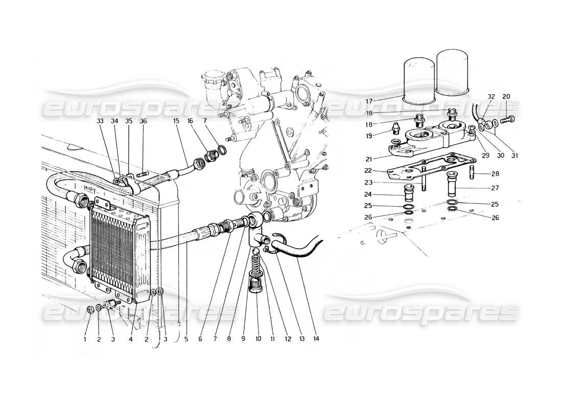 ferrari 400 gt (mechanical) lubrication circuit and filters part diagram