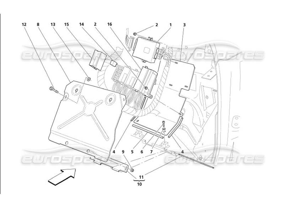 maserati 4200 gransport (2005) passengers side control units parts diagram