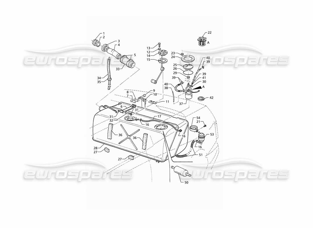 maserati qtp v6 (1996) fuel tank parts diagram