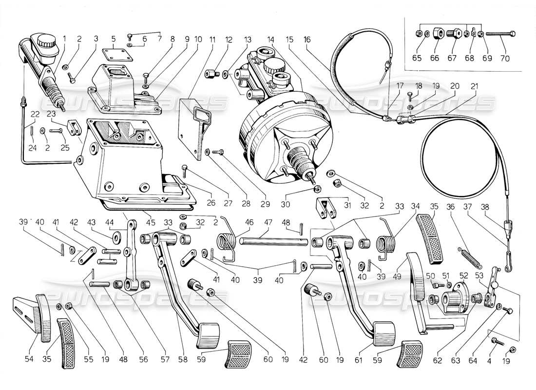 lamborghini jalpa 3.5 (1984) pedals part diagram