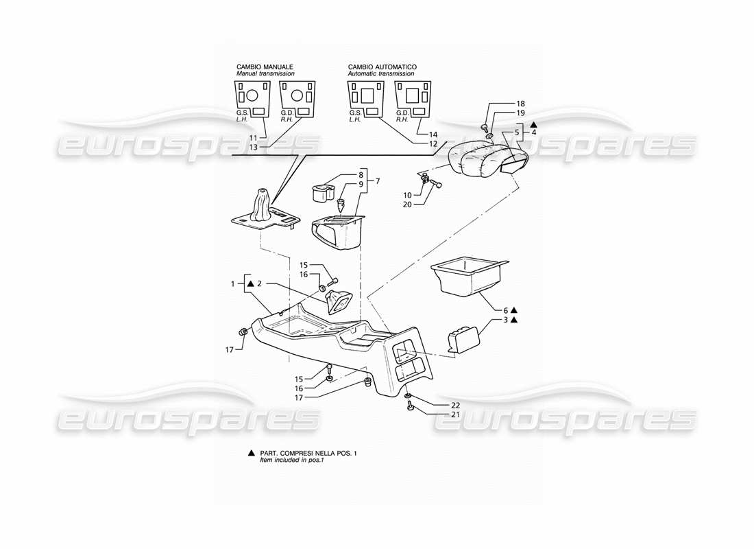 maserati ghibli 2.8 (abs) console part diagram