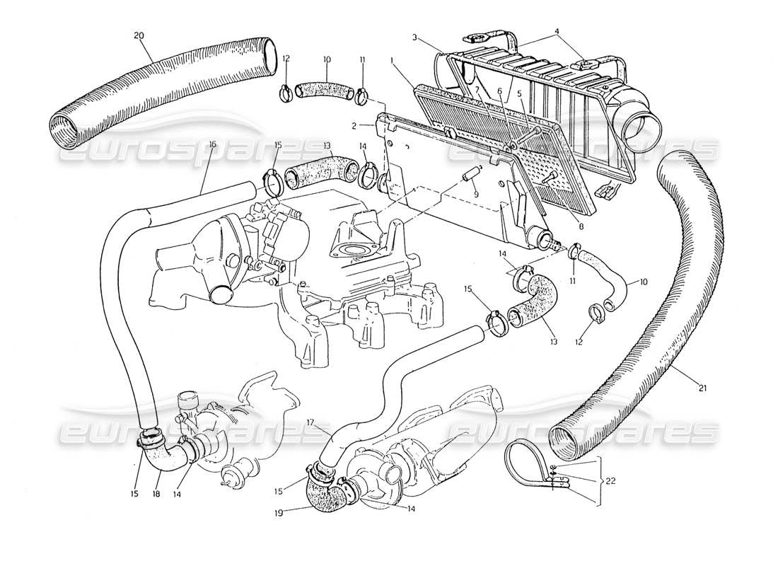 maserati karif 2.8 air filter and pipes part diagram