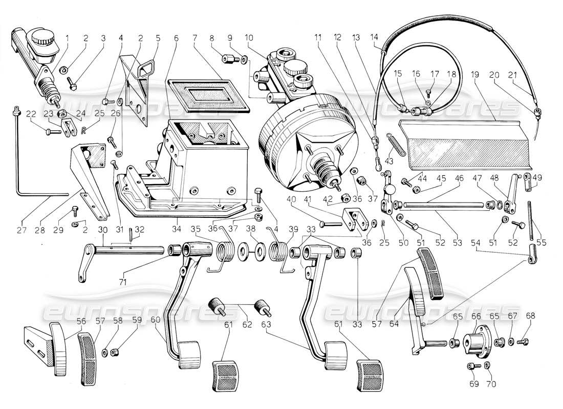 lamborghini jalpa 3.5 (1984) rhd pedals part diagram