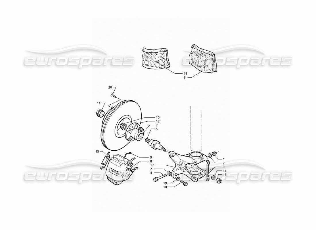 maserati ghibli 2.8 (abs) hubs and front brakes with a.b.s. part diagram