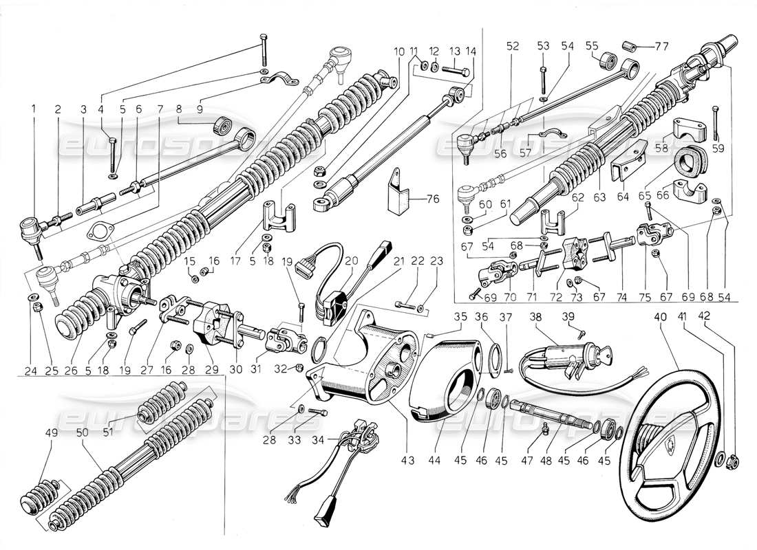 lamborghini jalpa 3.5 (1984) steering part diagram