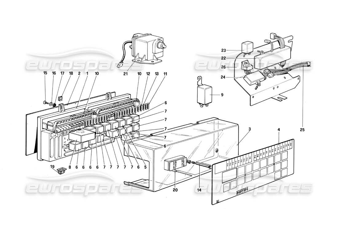 ferrari mondial 3.0 qv (1984) electrical board part diagram