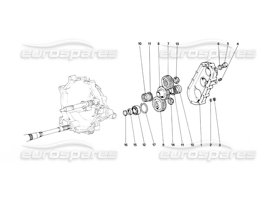 ferrari mondial 3.0 qv (1984) gearbox transmission part diagram