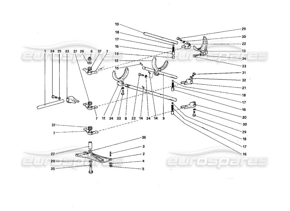 ferrari 308 quattrovalvole (1985) inside gearbox controls part diagram