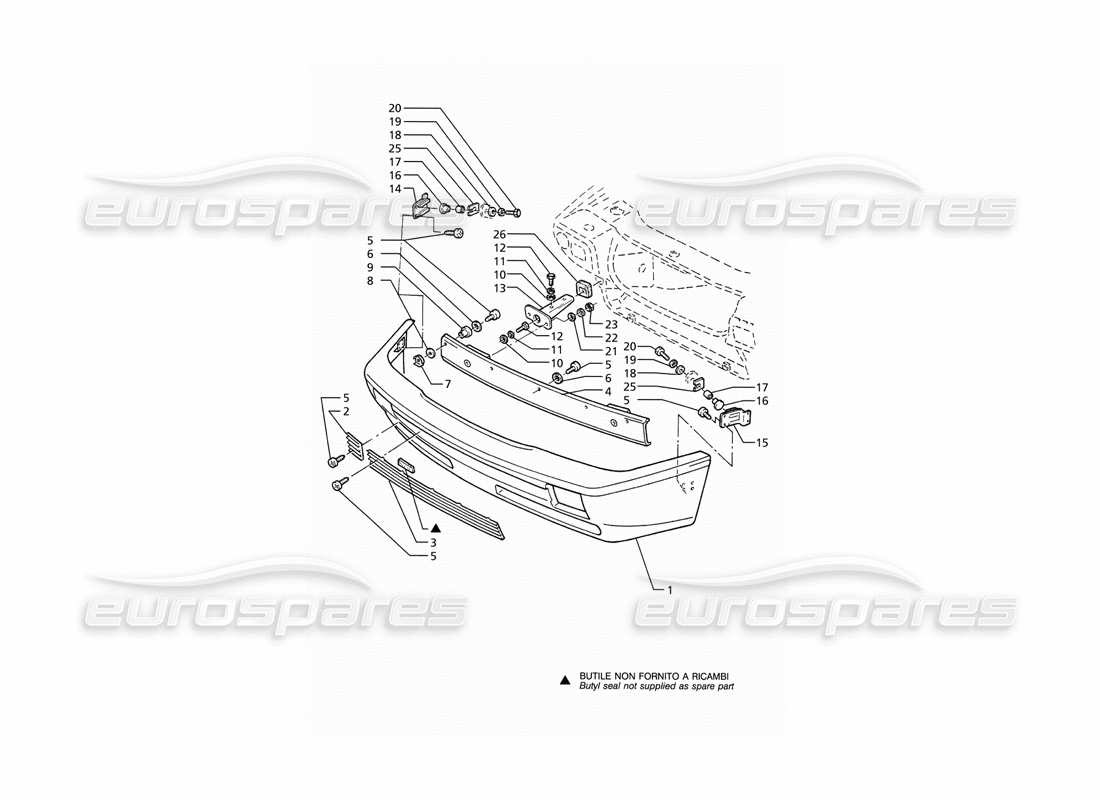 maserati ghibli 2.8 (abs) front bumper part diagram