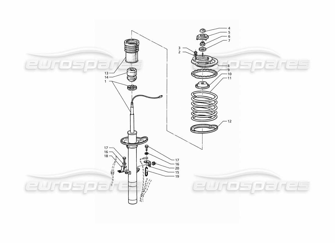 maserati ghibli 2.8 (abs) front shock absorber part diagram