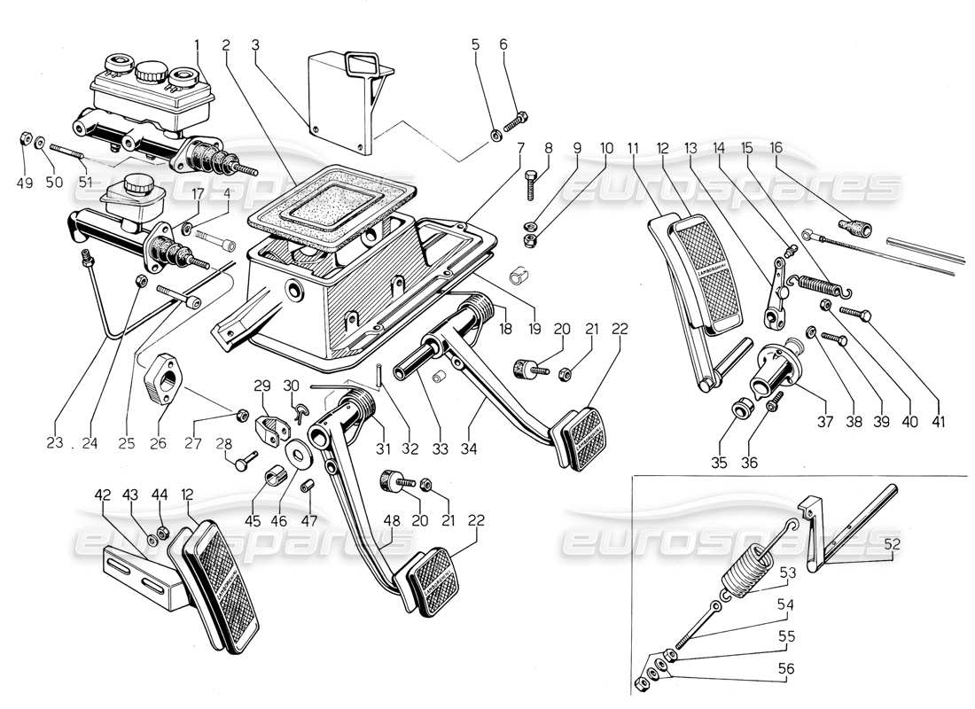 lamborghini jalpa 3.5 (1984) pedals part diagram