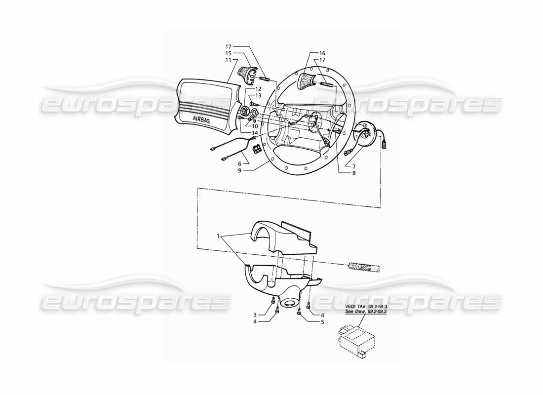 maserati qtp. 3.2 v8 (1999) steering wheel with airbag part diagram