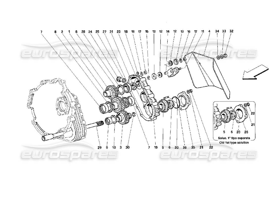 ferrari 512 tr gearbox transmission part diagram