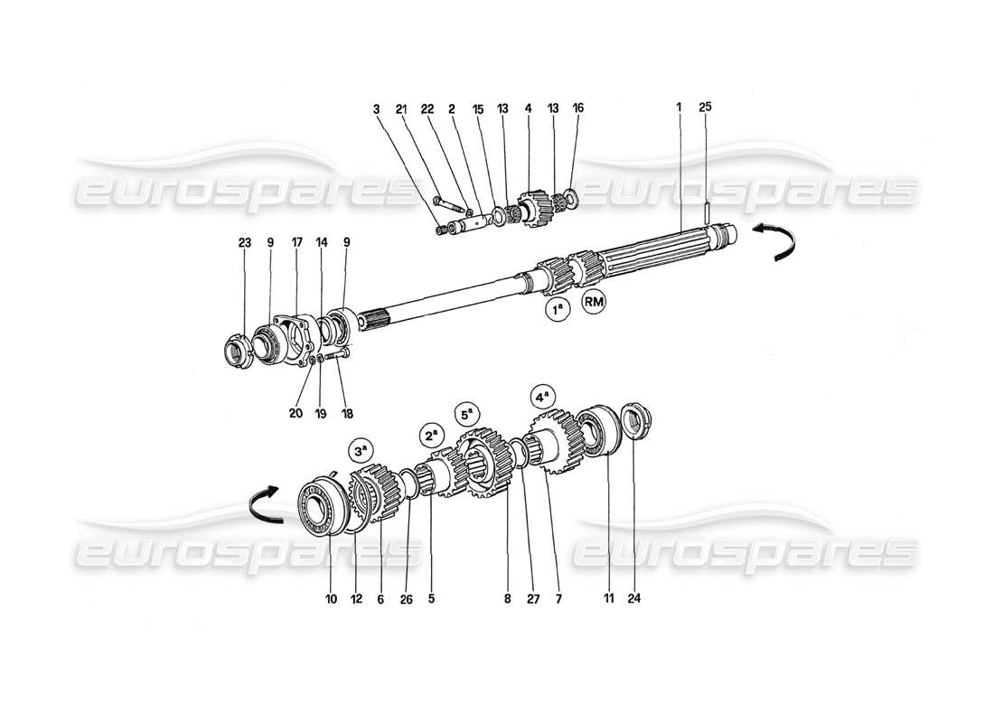 ferrari 288 gto main shaft gears part diagram