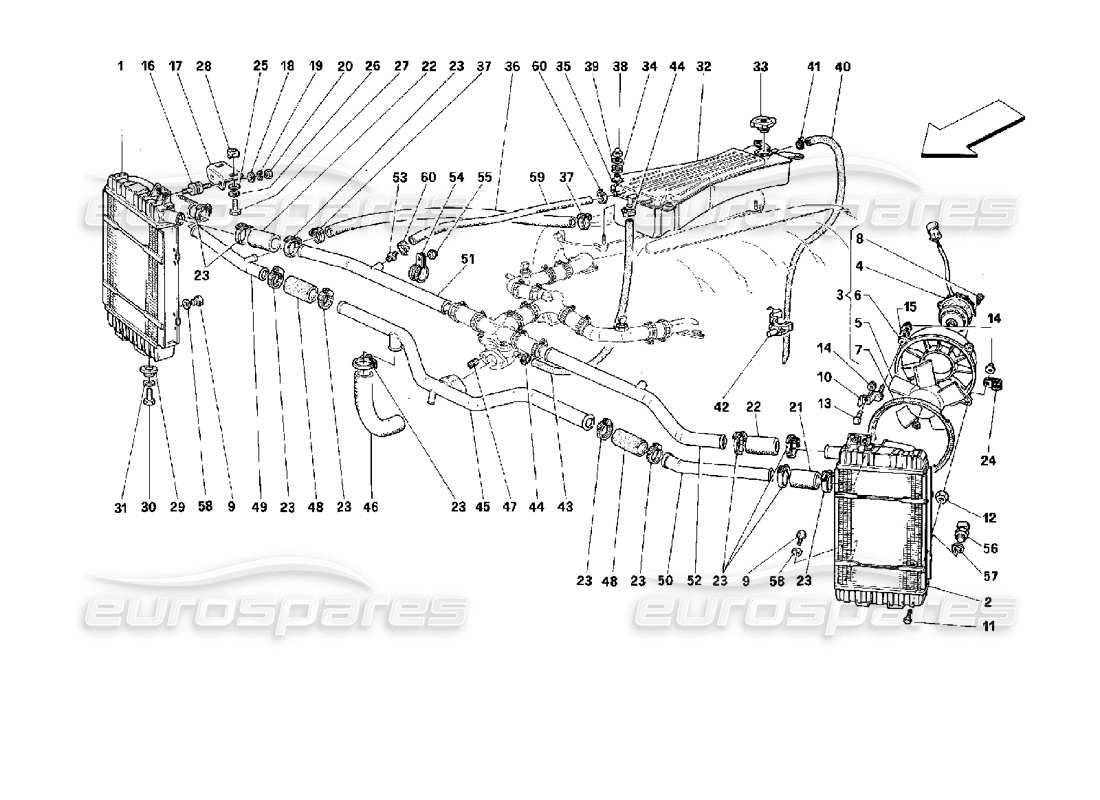 ferrari 512 tr cooling system part diagram