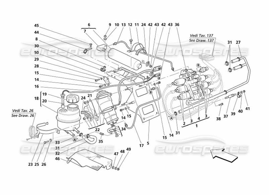 maserati 4200 spyder (2005) power unit and tank -valid for f1- part diagram