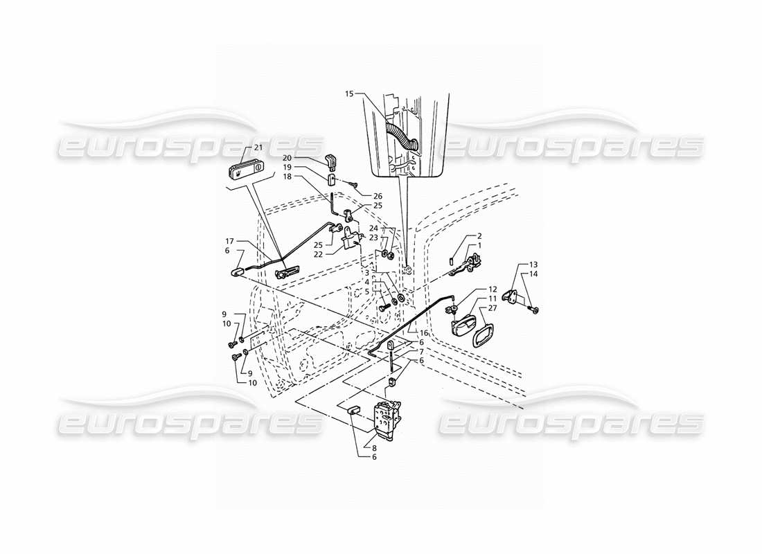 maserati qtp. 3.2 v8 (1999) front doors: hinges and inner controls part diagram