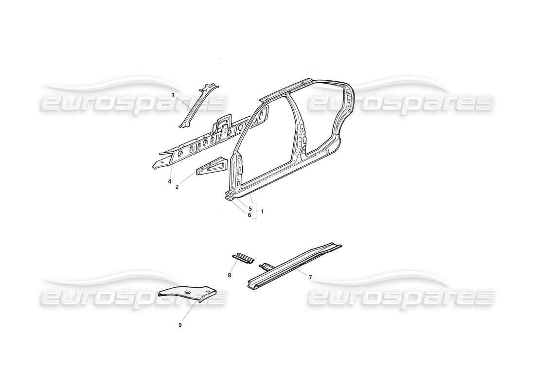 maserati qtp v8 evoluzione body shell: side panels part diagram